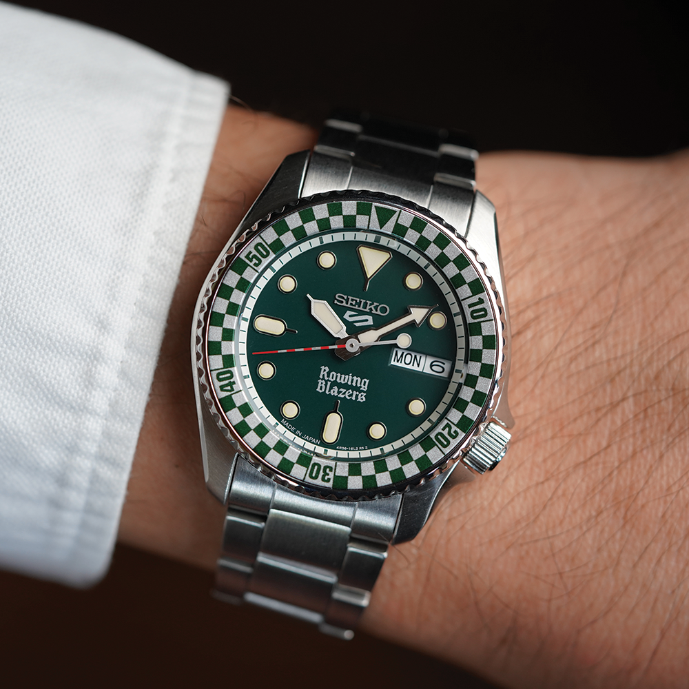 SRPM21 5 Sports Rowing Blazers x Wind Vintage Limited Edition 38mm - Green on Bracelet w/ Additional Fabric Strap