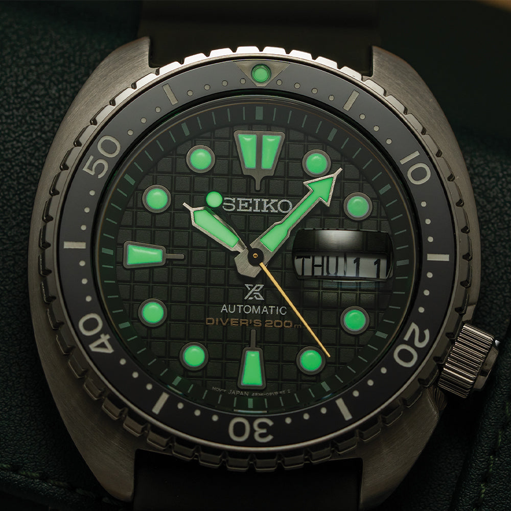 SRPE05 Prospex Automatic Diver 45mm - Green on Rubber Strap