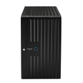Side view of Neo Watch Winder Black with ribbed exterior and blue ring control