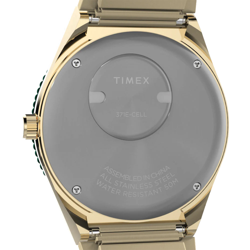 Q Timex® Gold-Tone 36mm - Brown on Stainless Steel Expansion Band