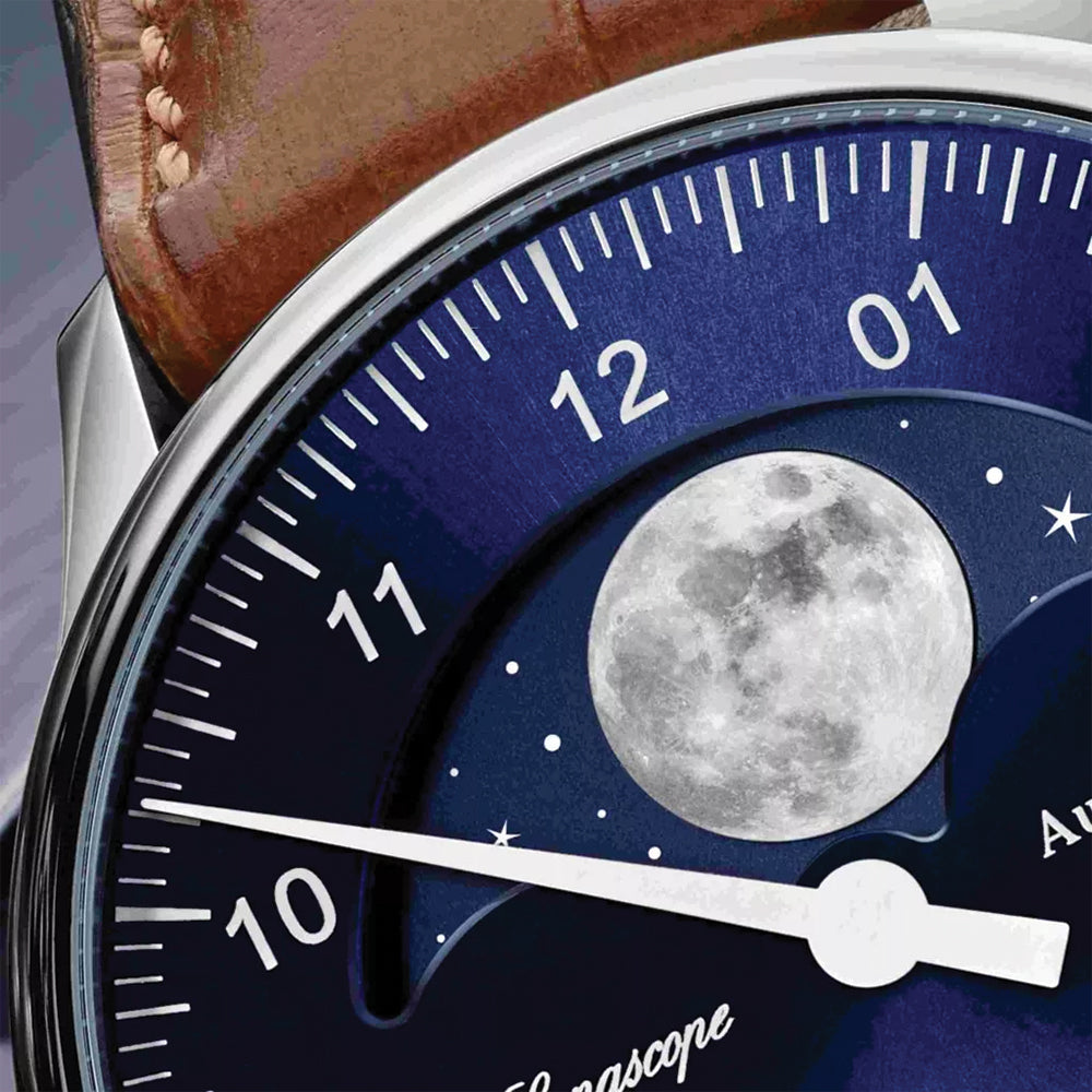 Lunascope 40mm - Sunburst Blue on Leather Strap