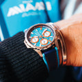 Marine Star E1 Team Miami Chronograph 43mm - Blue on Leather Strap w/ Extra Silicone Strap