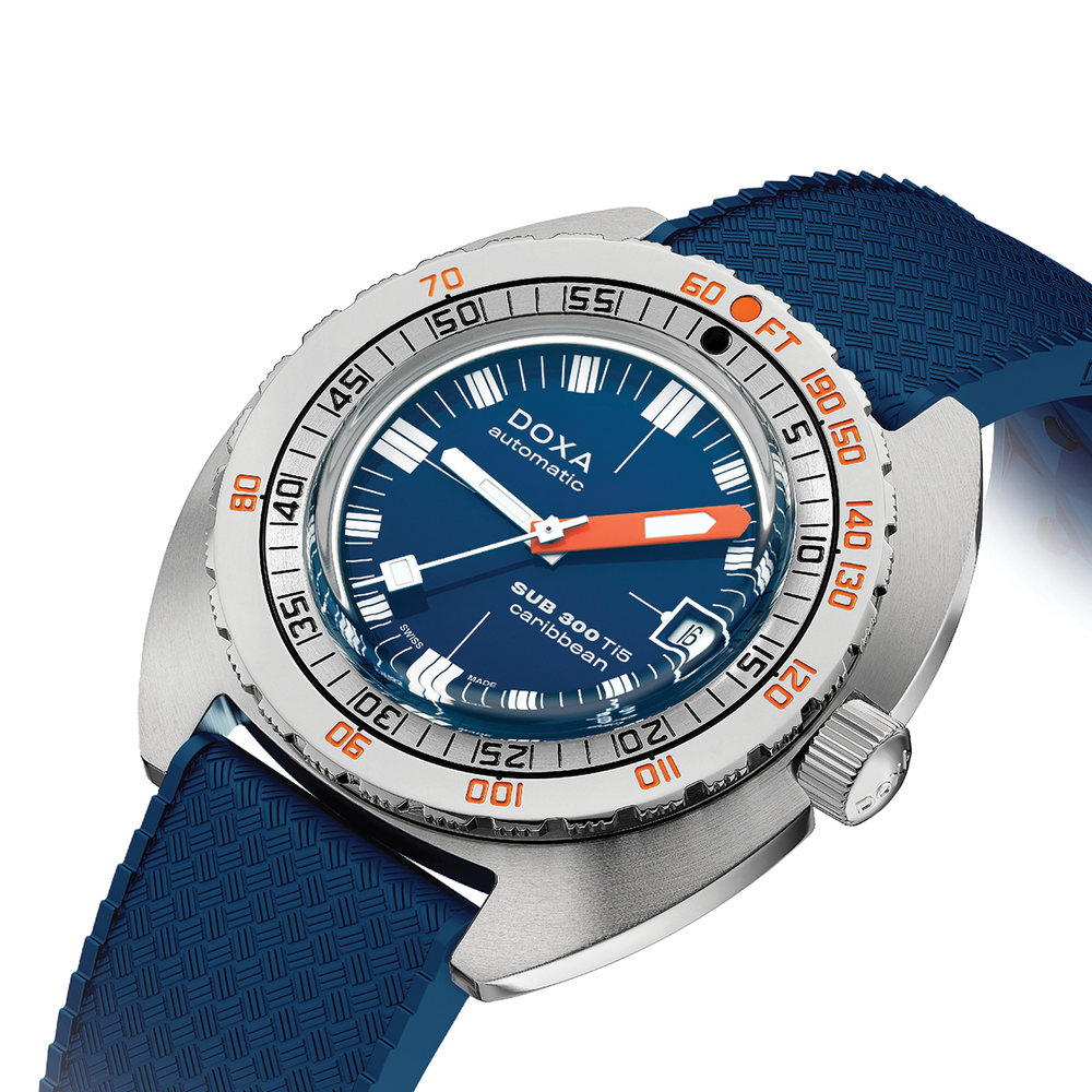 SUB 300 Ti5 42.5mm - Blue on Rubber Strap