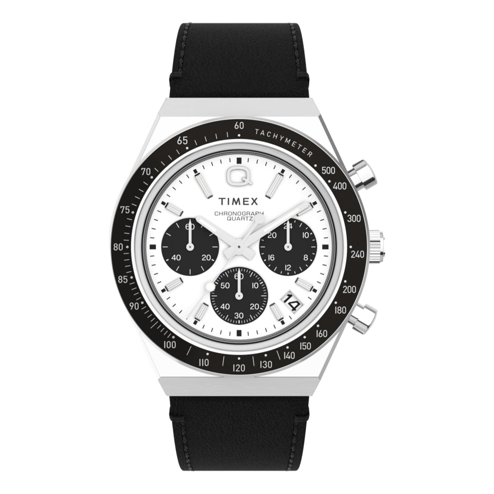 Q Diver Inspired Chrono White Dial on Strap