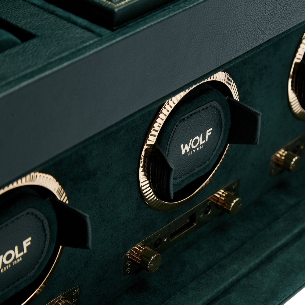 British Racing Triple Watch Winder with Storage - Green