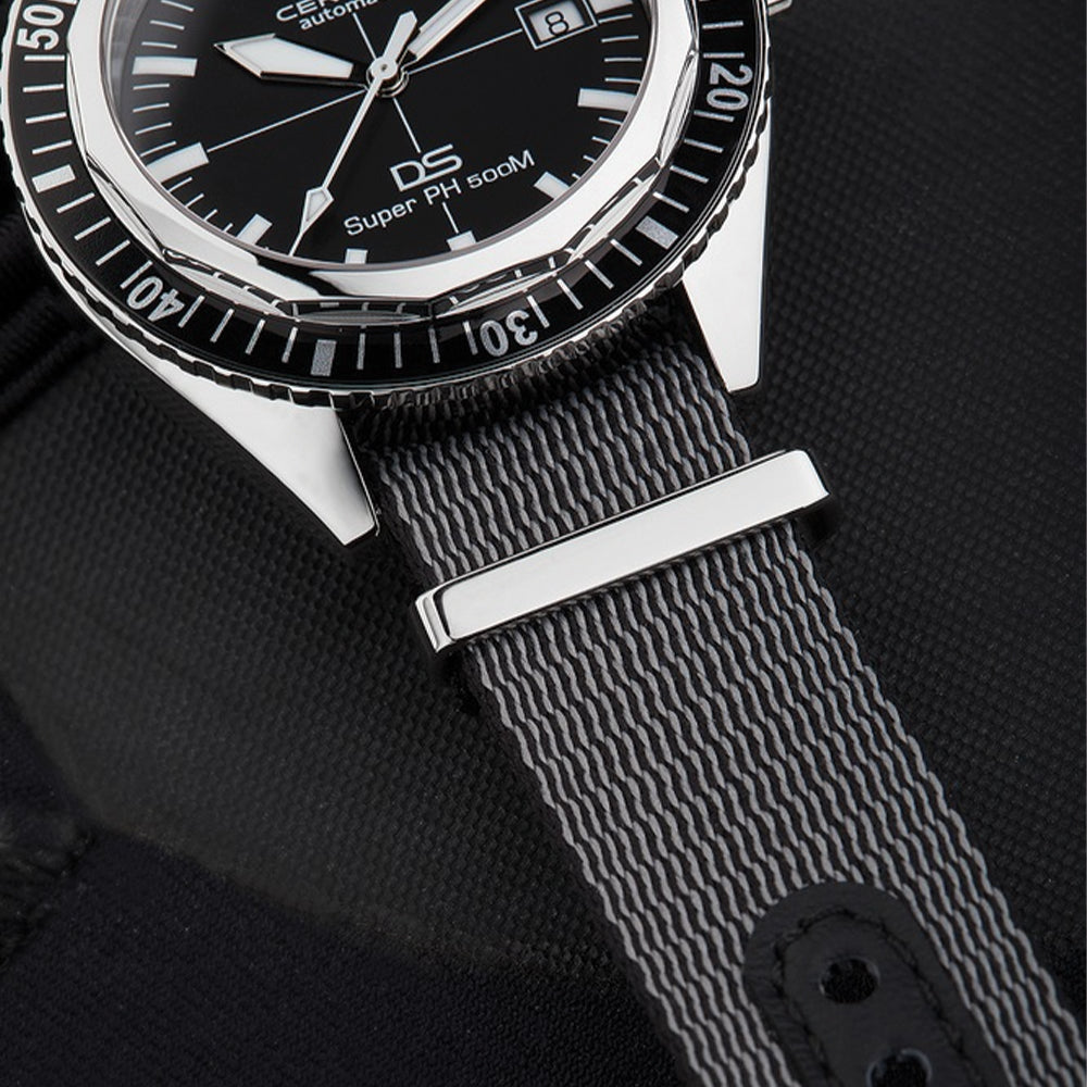 DS Super PH500M 43mm - Black on One-Piece Nylon Strap