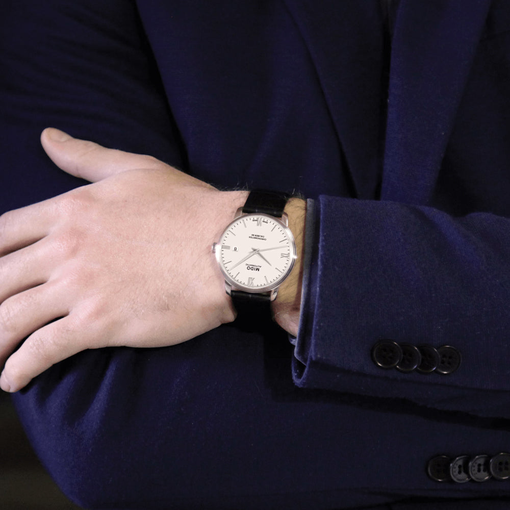 Baroncelli Heritage Gent 39mm - White on Leather Strap
