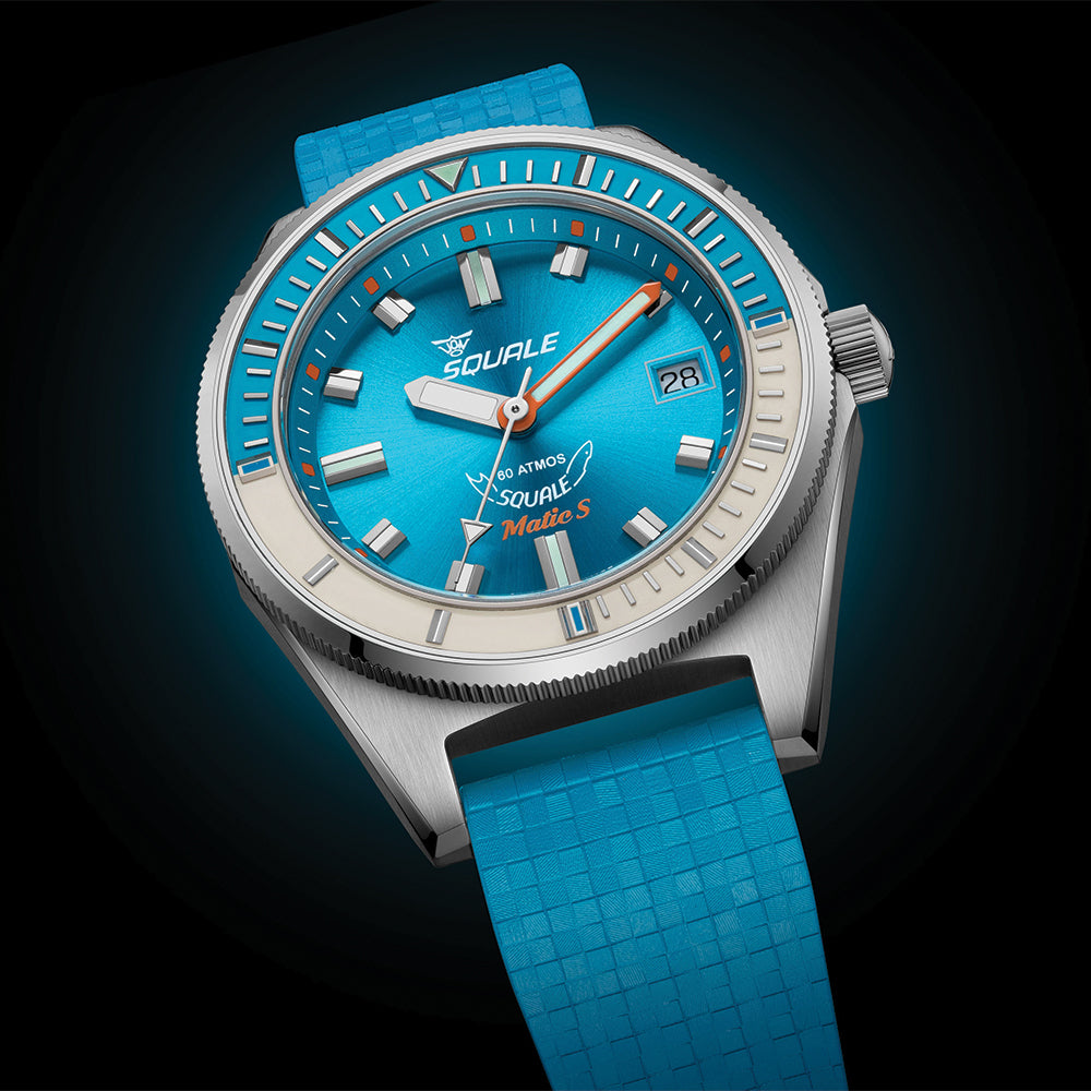 Matic S 37.8mm - Light Blue on Mosaic Rubber Strap