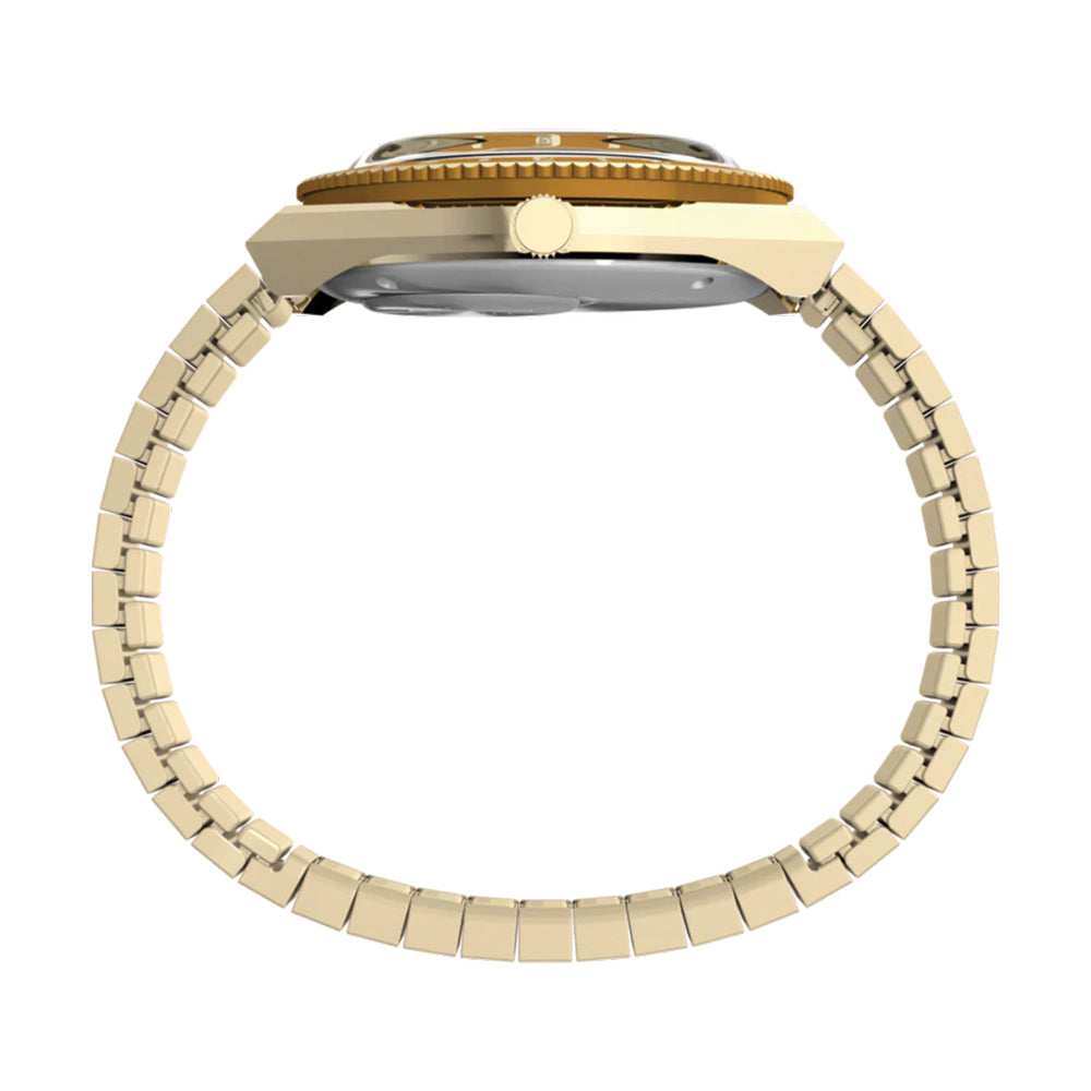 Q Timex® Gold-Tone 36mm - Brown on Stainless Steel Expansion Band