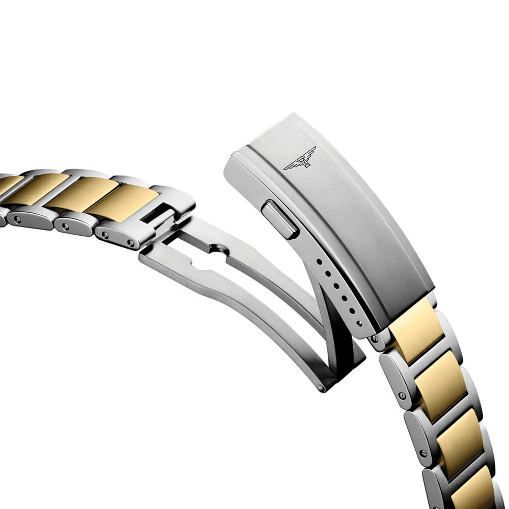 HydroConquest Quartz Yellow PVD Two-Tone 42mm - Blue on Bracelet