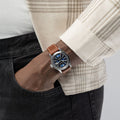 Khaki Field Auto Date 38mm - Blue on Leather Strap