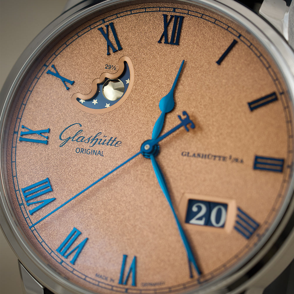 Senator Excellence Panorama Date Moon Phase 40mm - Frosted Copper on Leather Strap