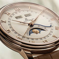 Villeret Moonphase Red Gold 40mm - Opaline on Leather Strap