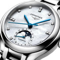 PrimaLuna Moonphase 34mm - White, Mother-of-Pearl w/ Diamonds on Bracelet