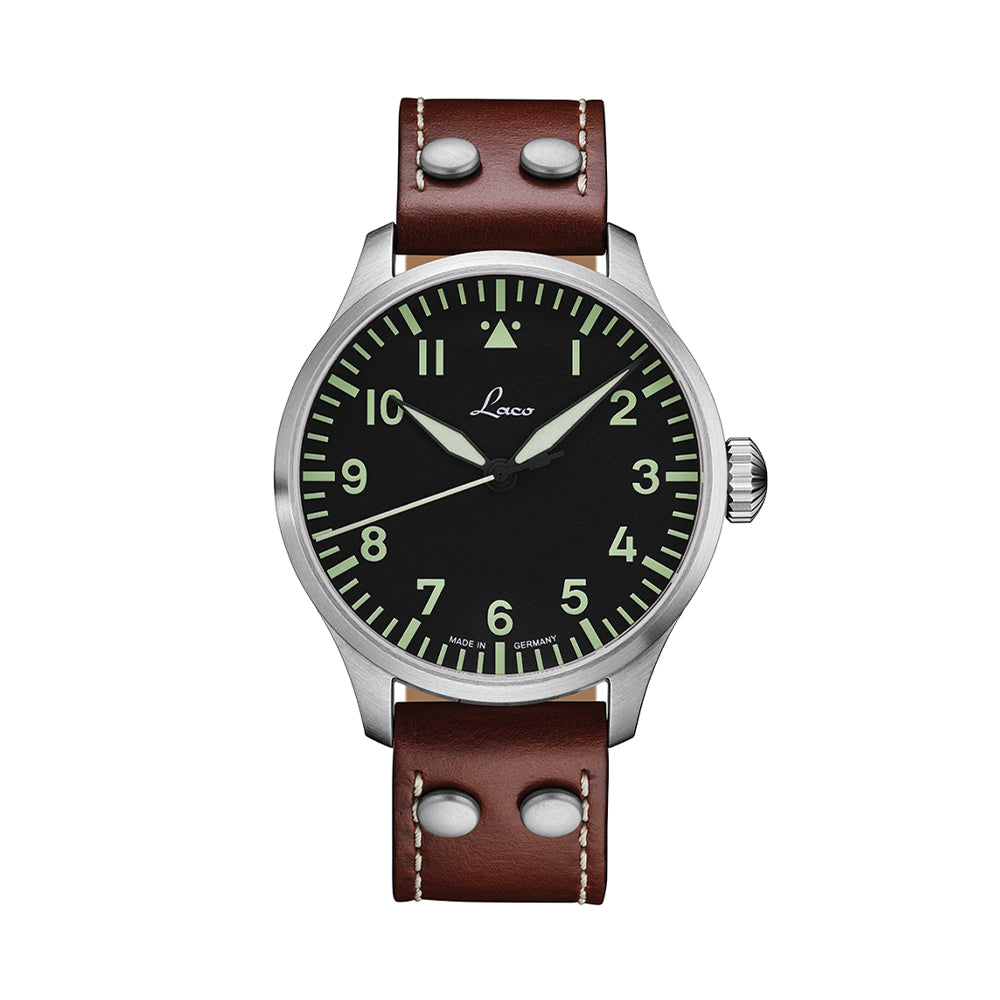 Pilot Watch Basic Augsburg 42mm - Black on Leather Strap