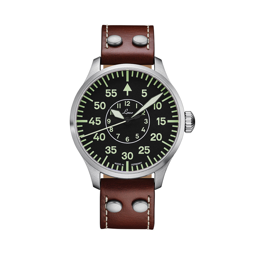Pilot Watch Basic Aachen 42mm - Black on Leather Strap