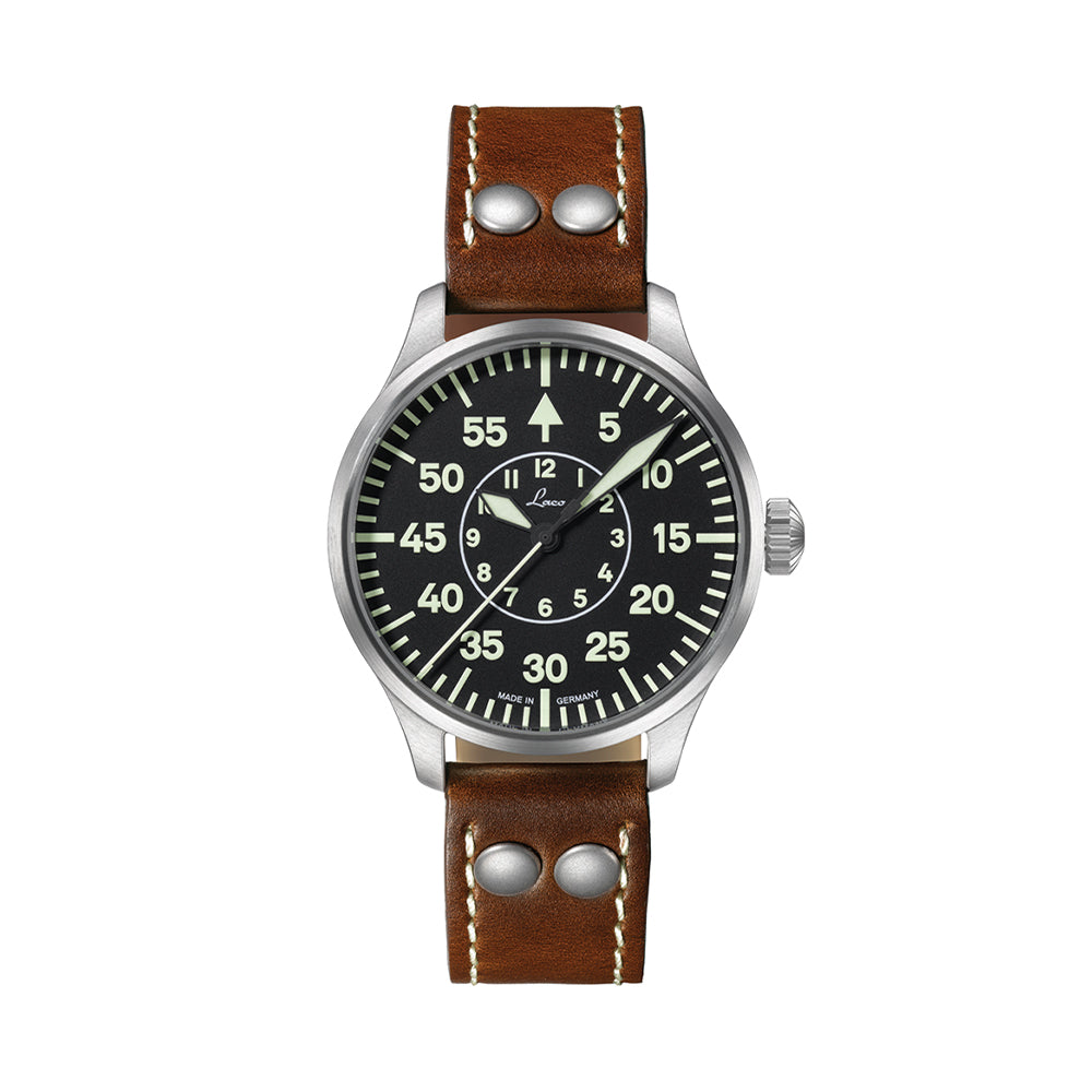 Pilot Watch Basic Aachen 39mm - Black on Leather Strap