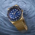 Q Timex® Gold-Tone 36mm - Blue on Stainless Steel Expansion Band
