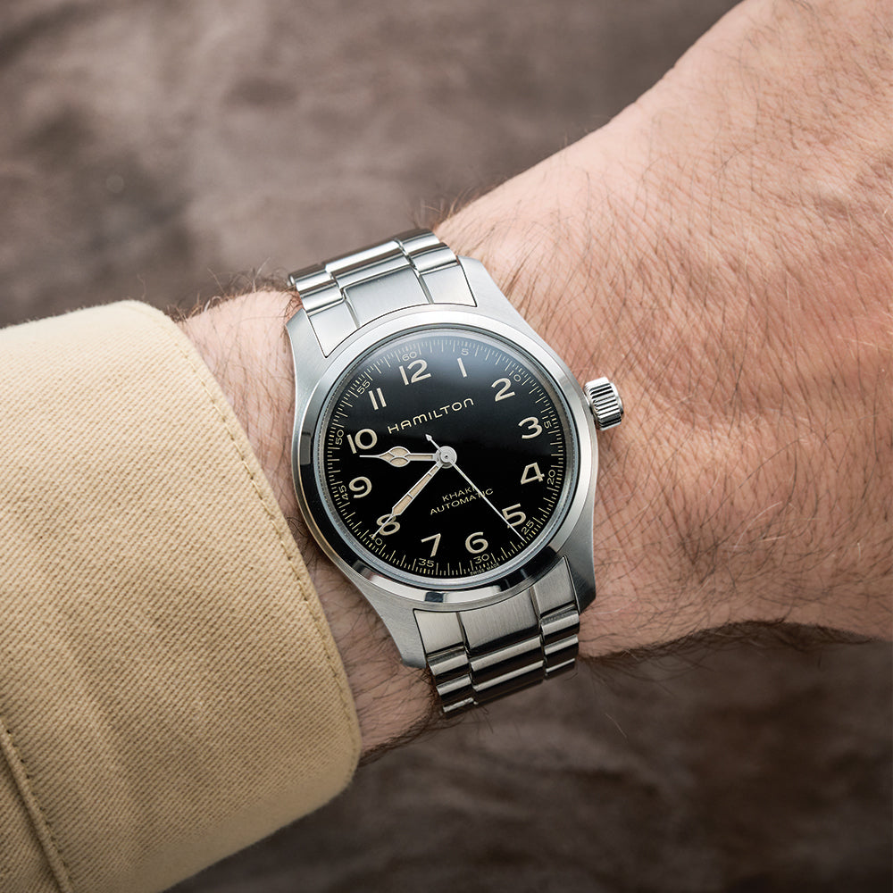 Khaki Field Murph Bundle 42mm - Black on Leather Strap with Extra Bracelet