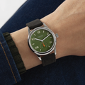Club Campus Steel Back 36mm - Olive on Leather Strap