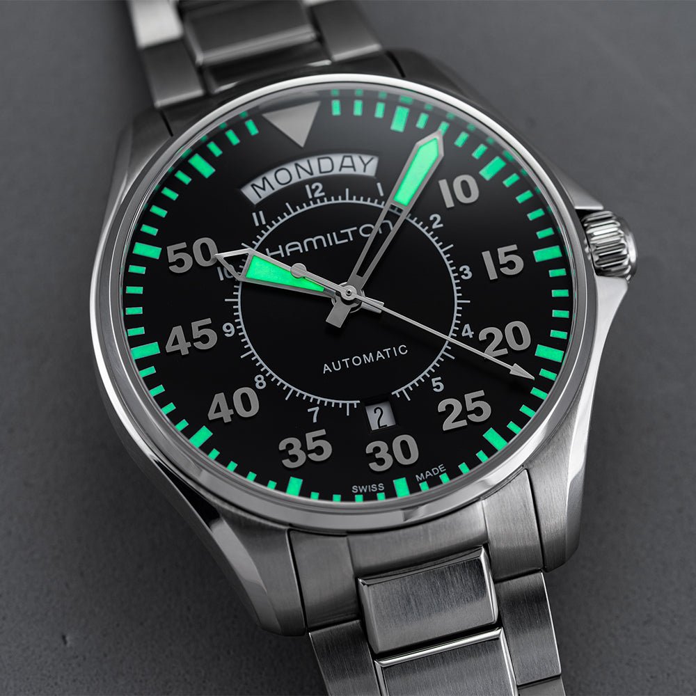 Khaki Aviation Pilot Day Date Auto 42mm - Black on Bracelet