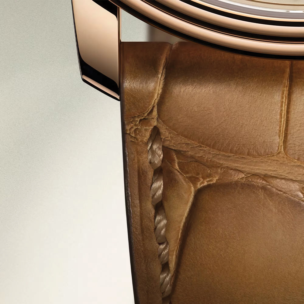 Villeret Moonphase Red Gold 40mm - Opaline on Leather Strap