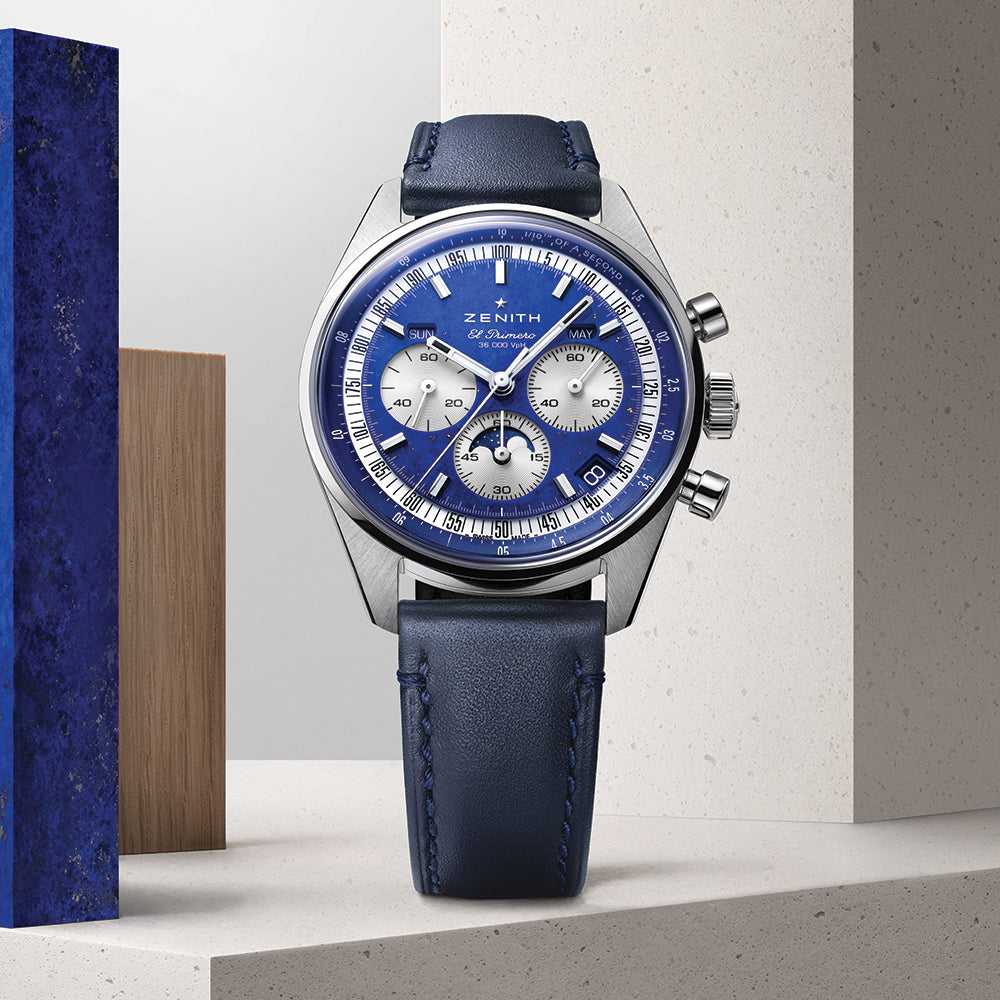 Chronomaster Original Acier Lapis Lazuli 38mm - Blue on Leather Strap and Bracelet