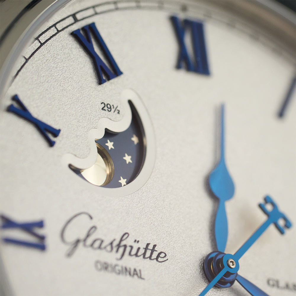 Senator Excellence Panorama Date Moon Phase 40mm - Silver on Leather Strap