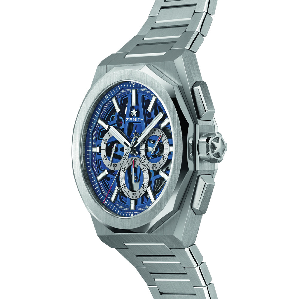 Defy Skyline Chronograph Skeleton 42mm - Blue on Bracelet