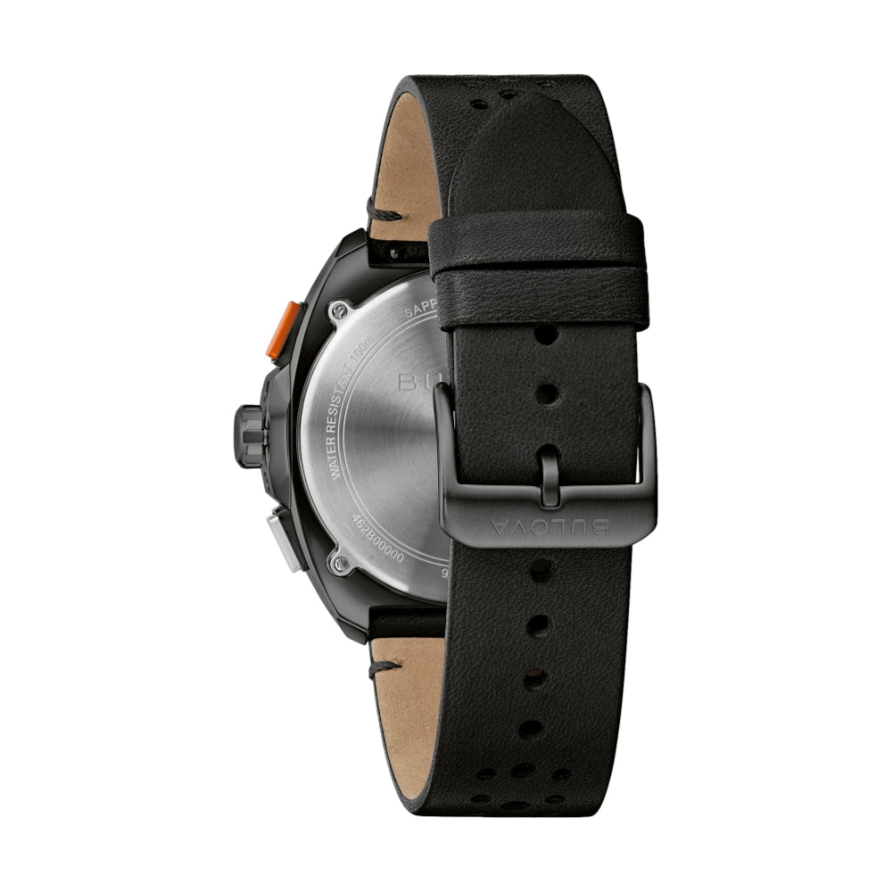Racer Chronograph Black Dial on Black Leather Strap