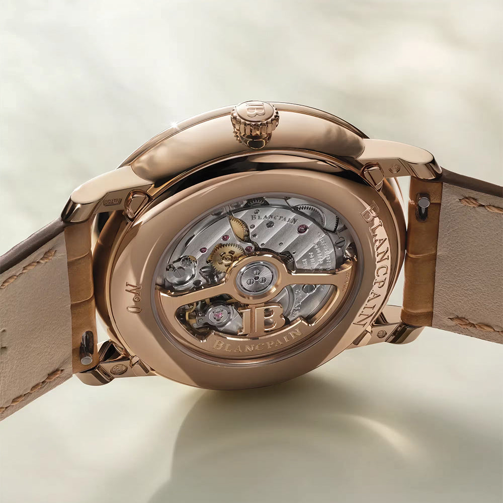 Villeret Moonphase Red Gold 40mm - Opaline on Leather Strap