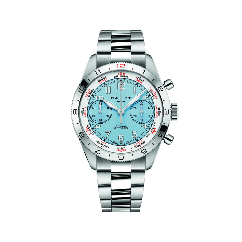 Flying Officer Chronograph 40mm - Light Blue on Bracelet