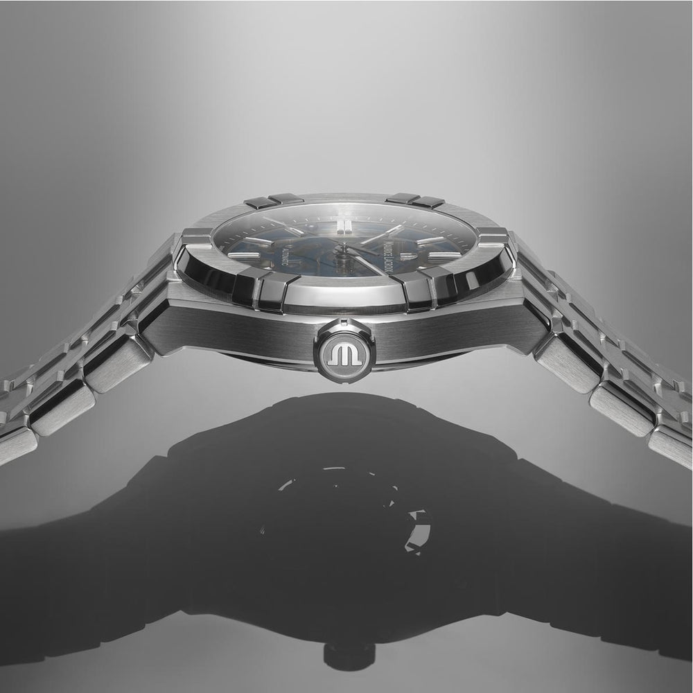Aikon Automatic Skeleton 39mm - Blue on Bracelet