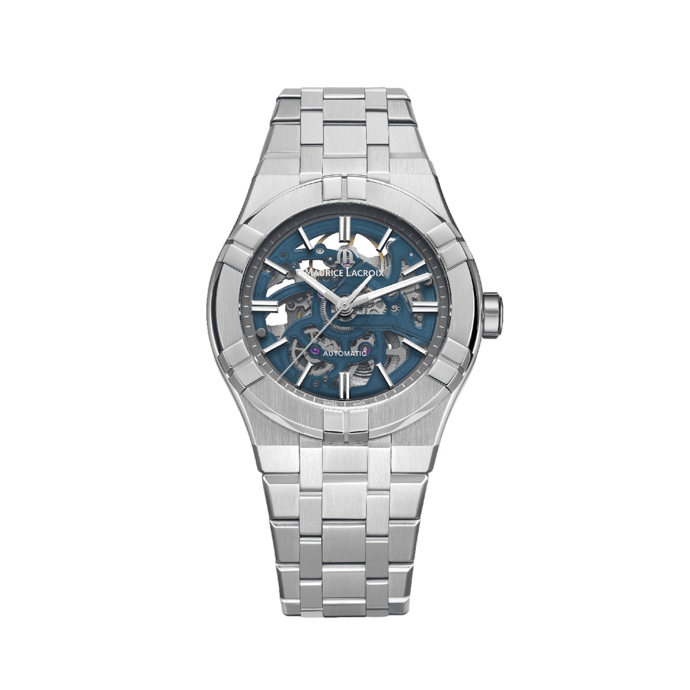 Aikon Automatic Skeleton 39mm - Blue on Bracelet