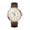 Perigraph Ivory Dial 43mm on Brown Croco Print Leather Strap w/ White Stitching