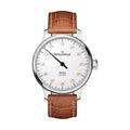 N°03 White Dial 43mm on Cognac Croco Print Leather Strap