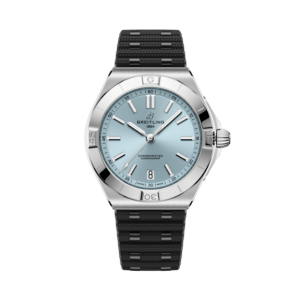 Chronomat B31 Automatic 40mm - Light Blue, Platinum Bezel on Rubber Strap