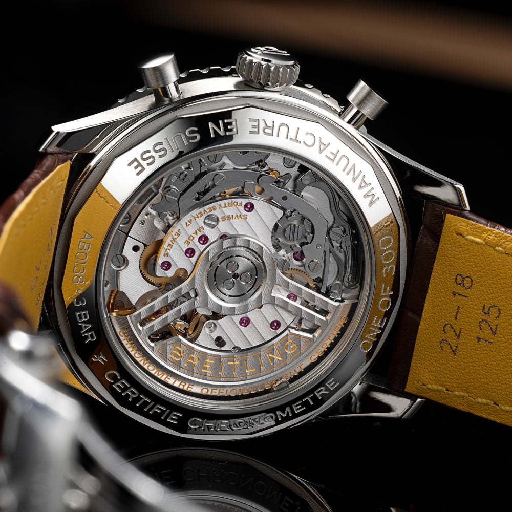 Navitimer B01 Chronograph N. America Limited Edition 43mm - Silver on Brown Leather Strap w/ Extra Strap