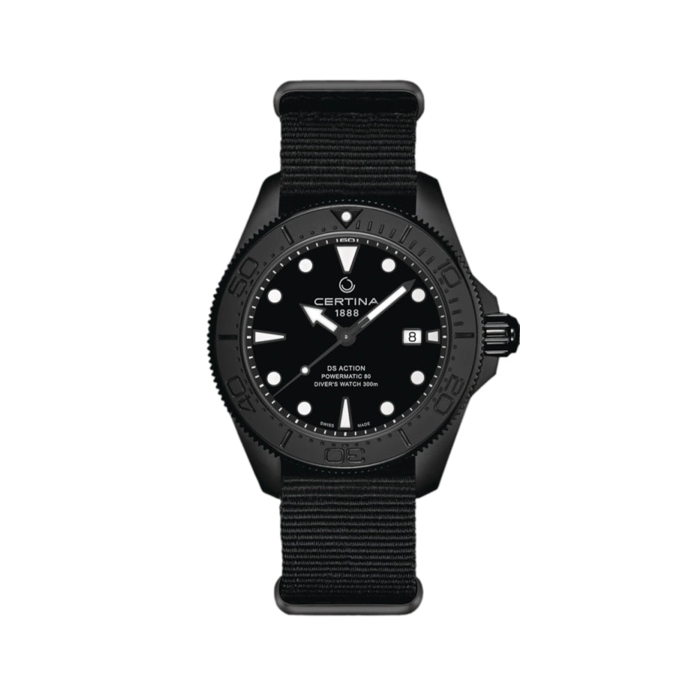 DS Action Diver Powermatic 80 Black PVD 43mm - Black on Bracelet