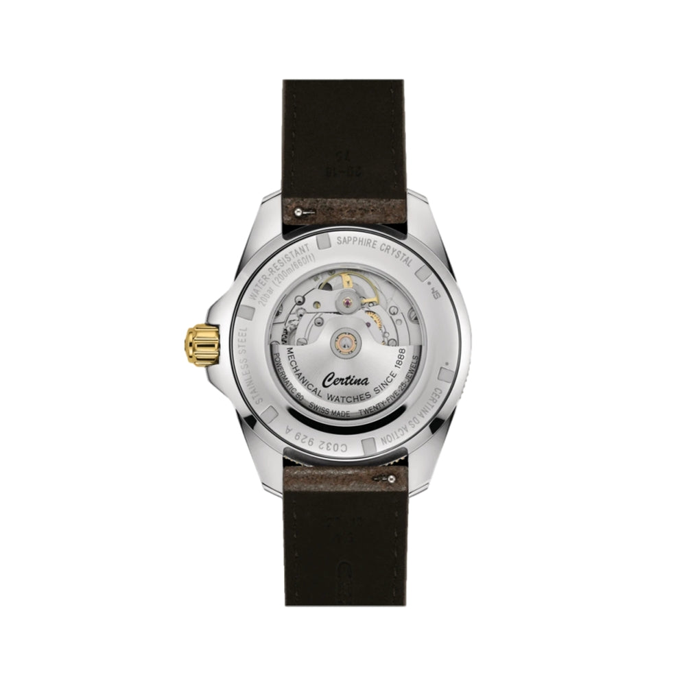 DS Action GMT Powermatic 80 41mm Gold PVD Black Dial on Strap