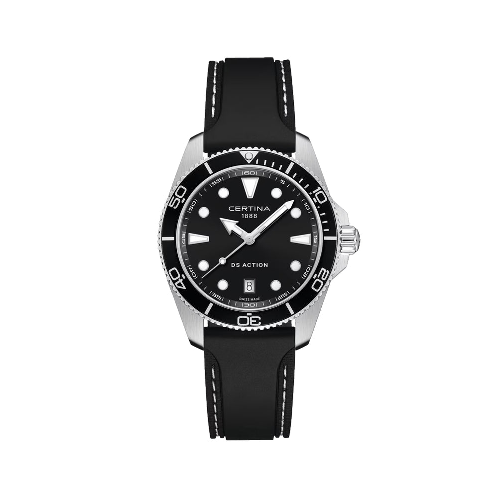 DS Action 40mm - Black on Rubber Strap