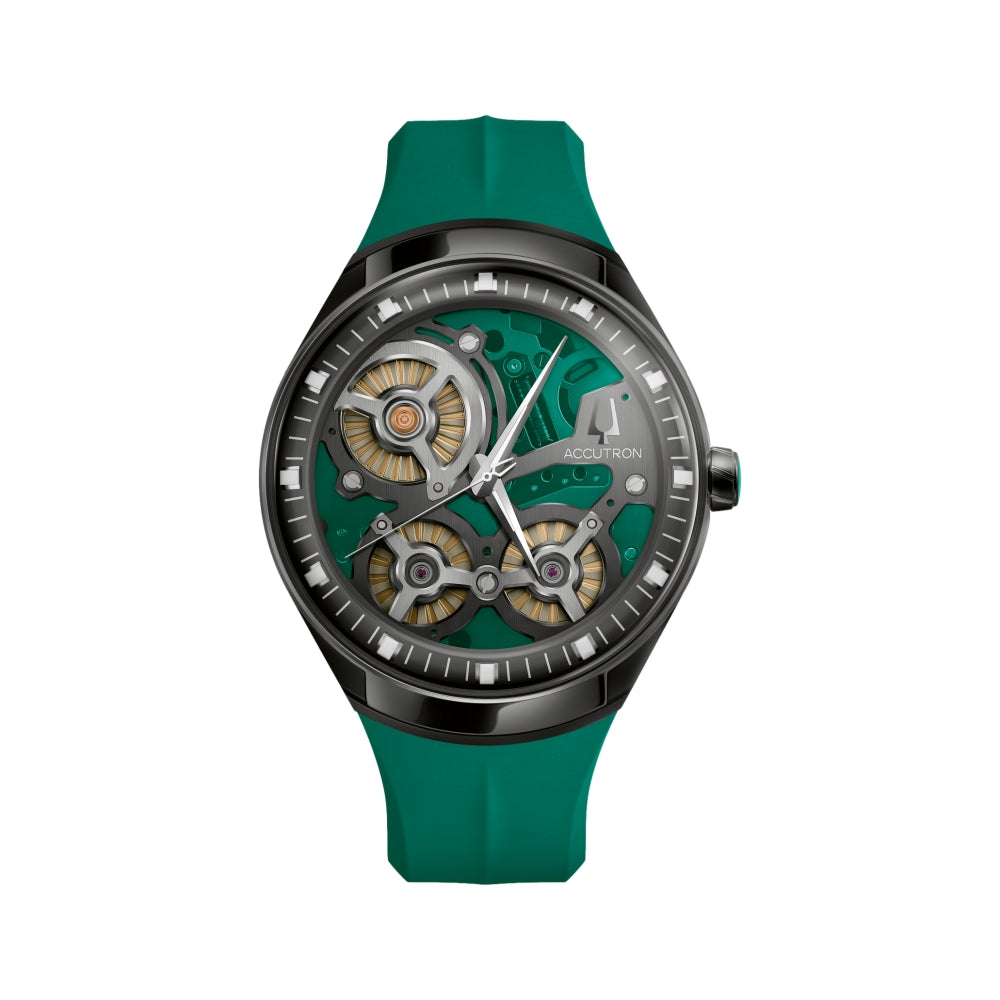 ElectroStatic DNA Casino 45mm - Green on Rubber Strap