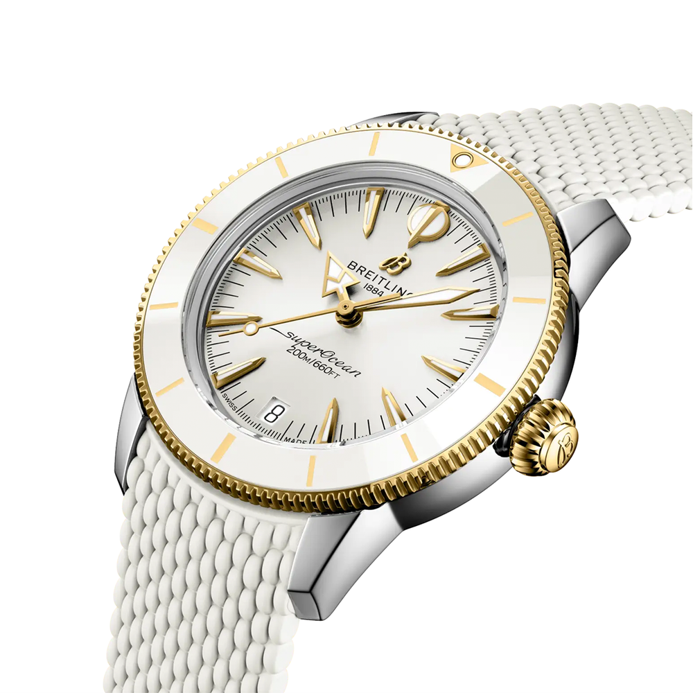 Superocean Heritage Automatic Two-Tone 36mm - White on Rubber Strap