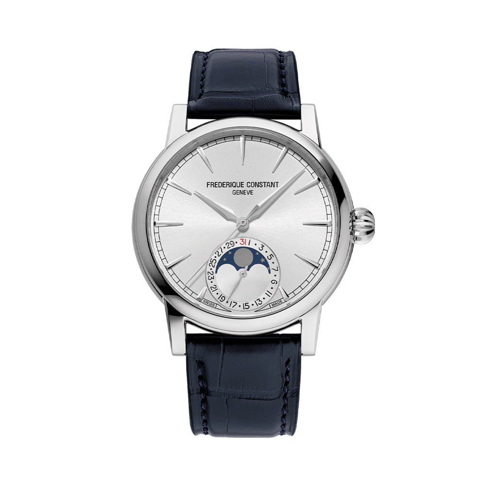 Manufacture Classic Moonphase Date Automatic 40mm - Silver on Leather Strap