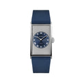 Fears rectangular silver watch with blue dial and blue strap