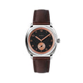 Brunswick 38 Charcoal Rose watch with chestnut brown leather strap