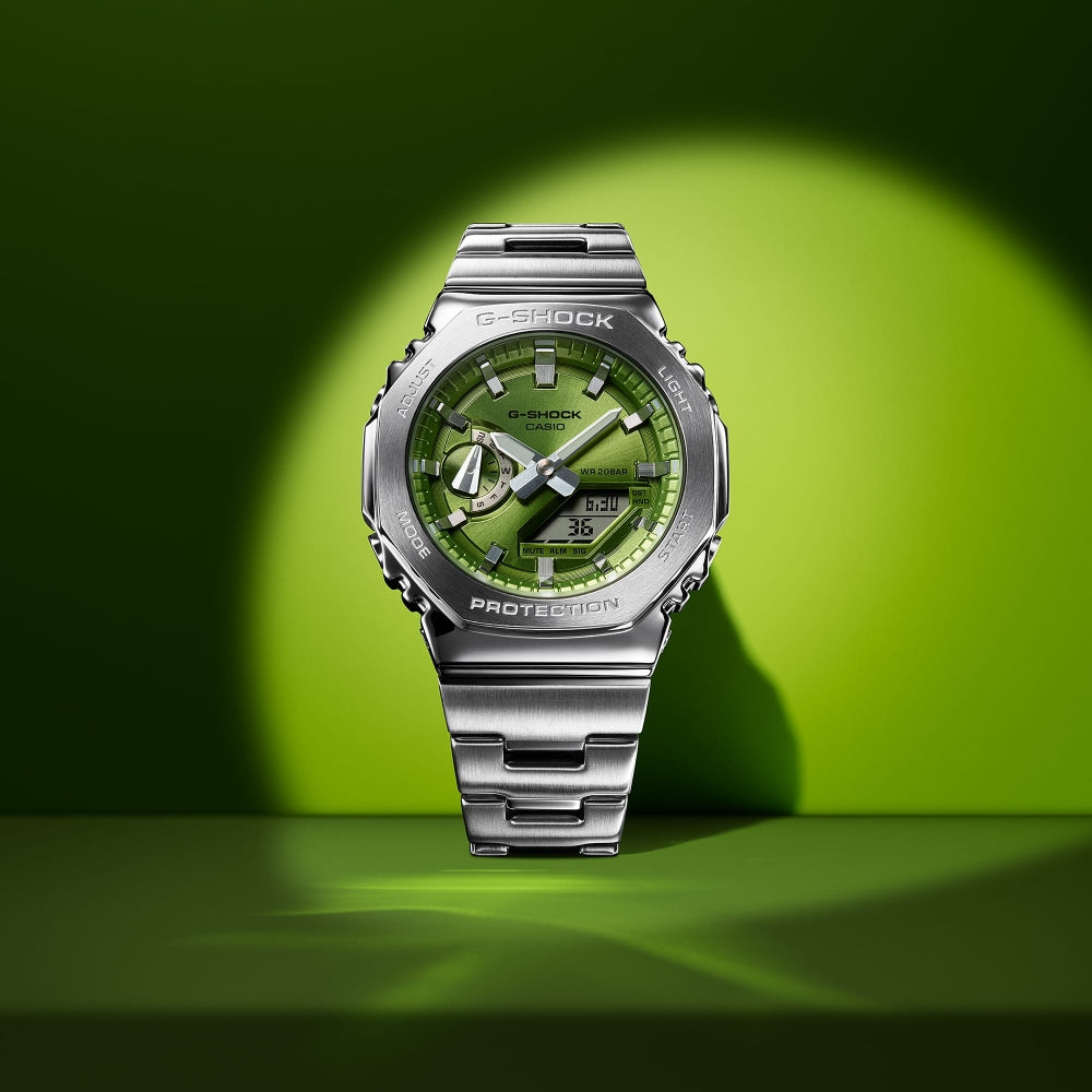 GM-2110D-3A G-Steel 44.4mm - Green on Bracelet