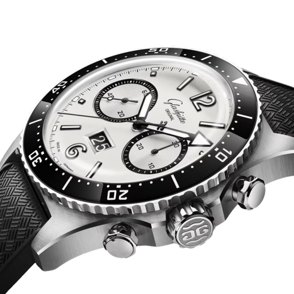 SeaQ Chronograph Galvanized Silver Dial 43.2mm on Black Rubber Strap