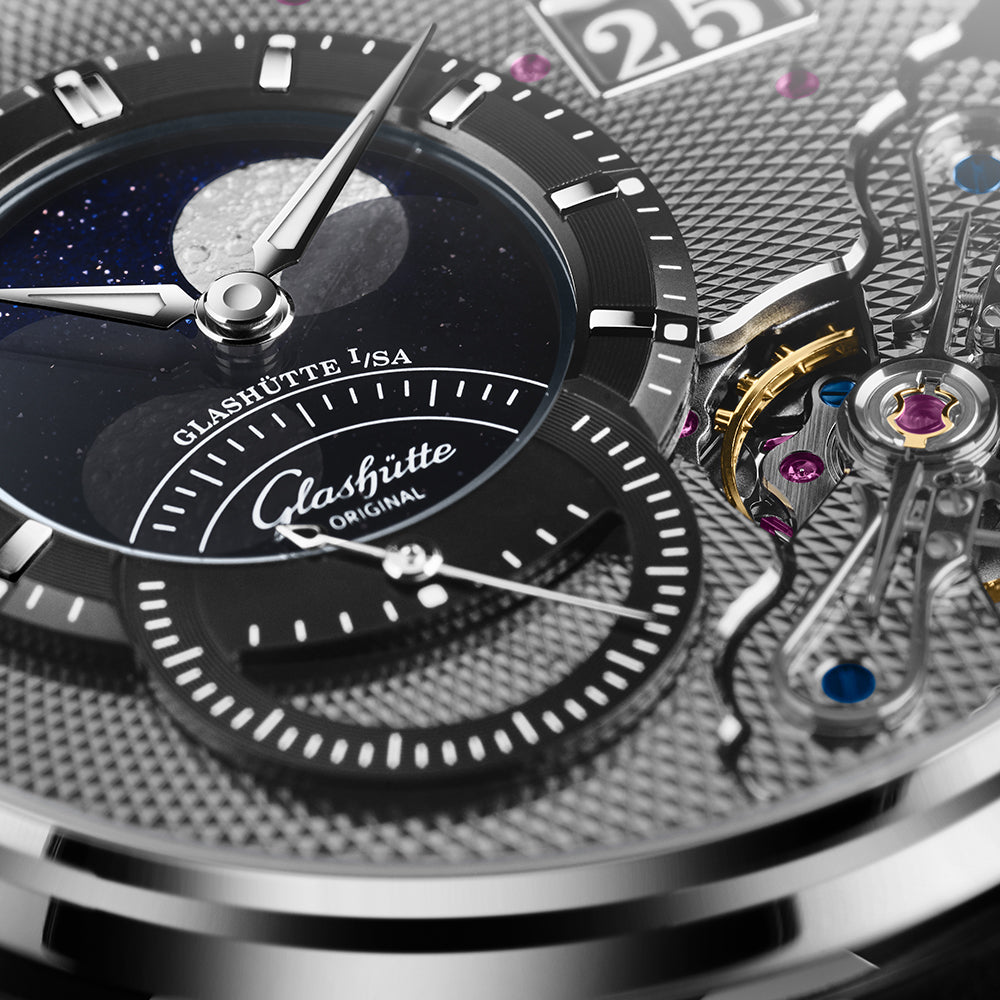 PanoLunarInverse Limited Edition 42mm - Galvanized Black on Leather Strap
