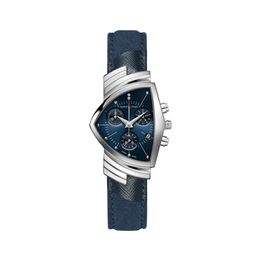 Ventura Classic Chronograph Quartz Blue Dial on Leather Strap